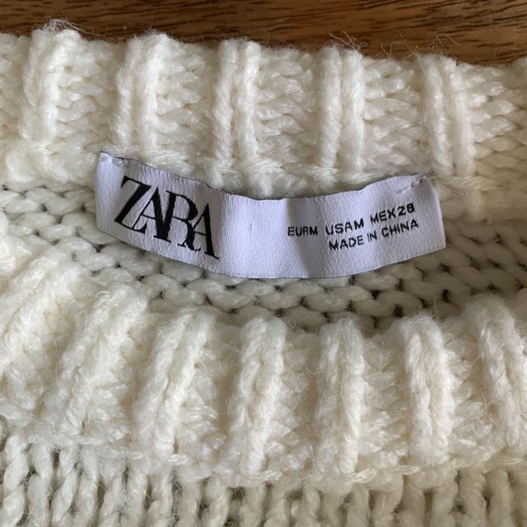 BLOGGER FAV ZARA Women Floral Embroidered Knit Sweater 1957/002, White, Size M - Picture 3 of 6